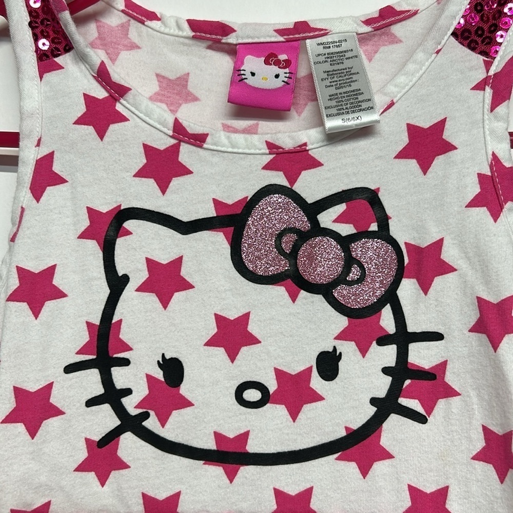 Girls size 6 small hello Kitty, pink and white dress - Picture 2 of 5
